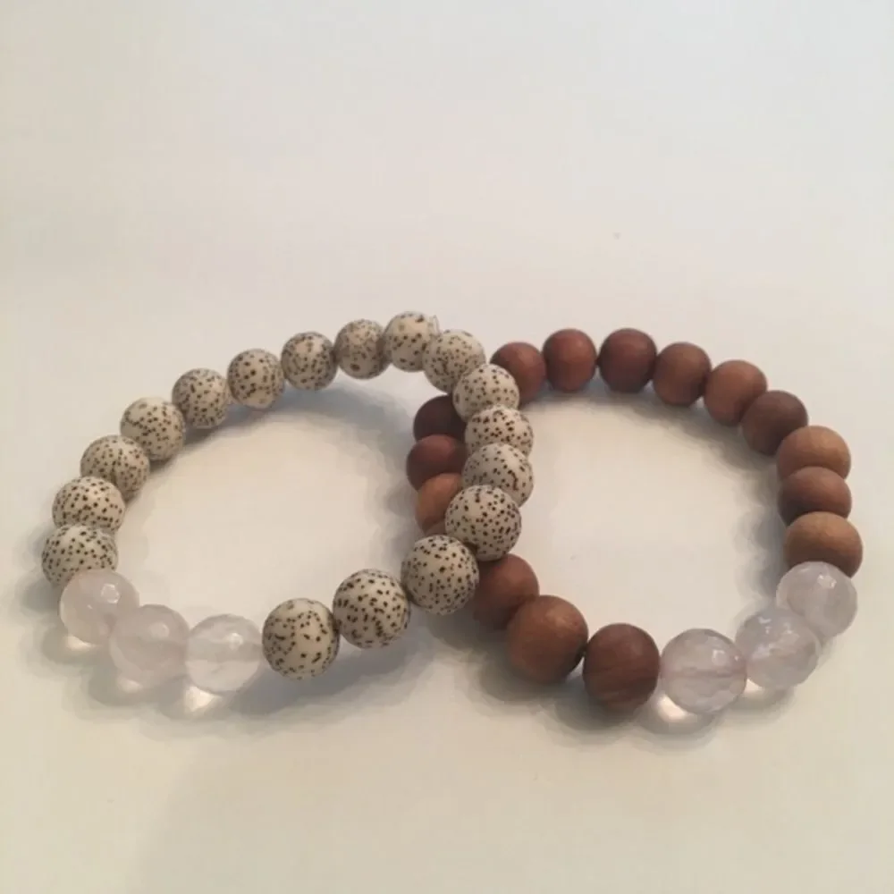10MM Sandalwood or‎ Lotus Seed Rose Quartz Bracelets